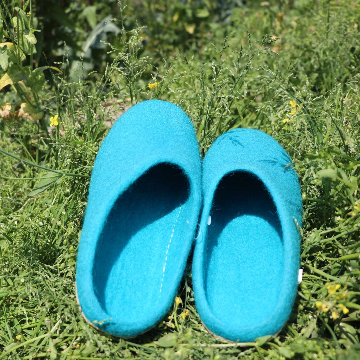 Blue felt slippers
