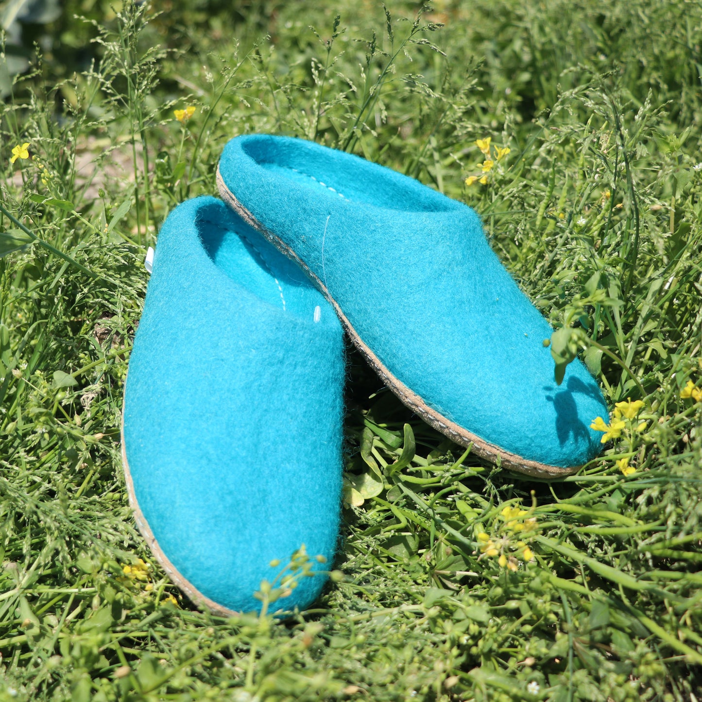 Blue felt slippers