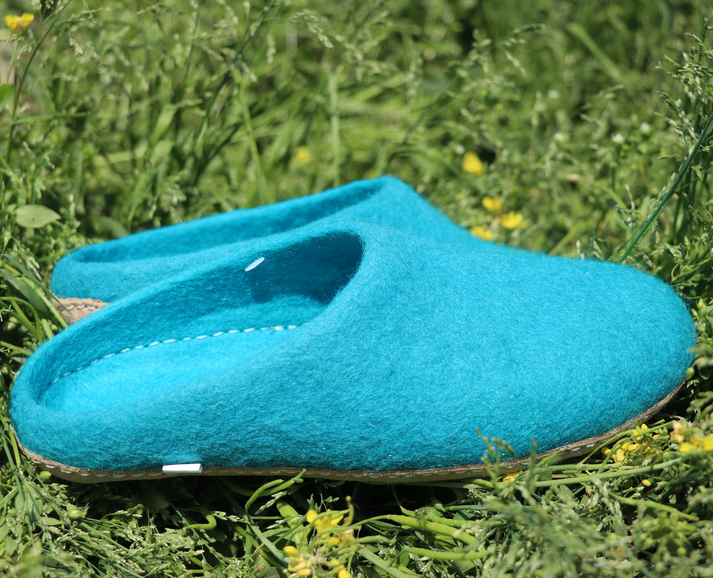 Blue felt slippers