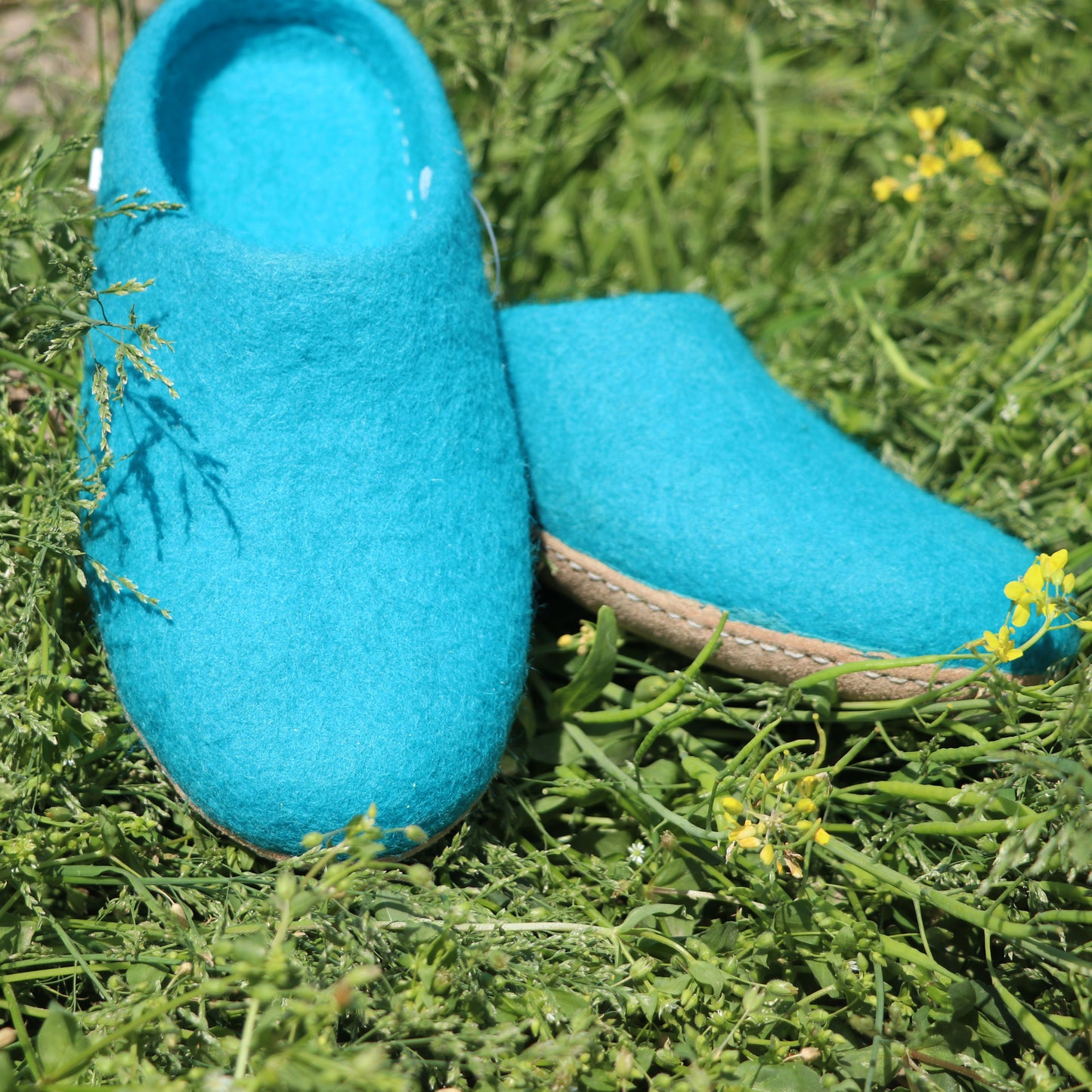 Blue felt slippers