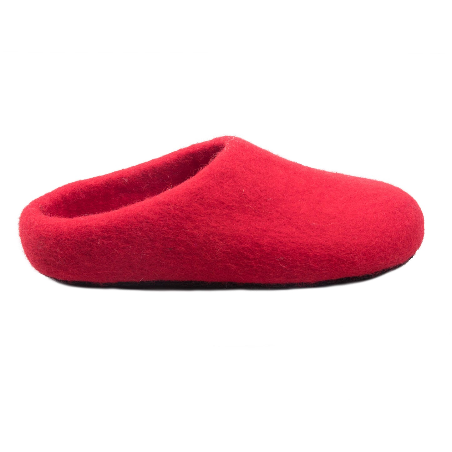 Red Plain Felt Slippers