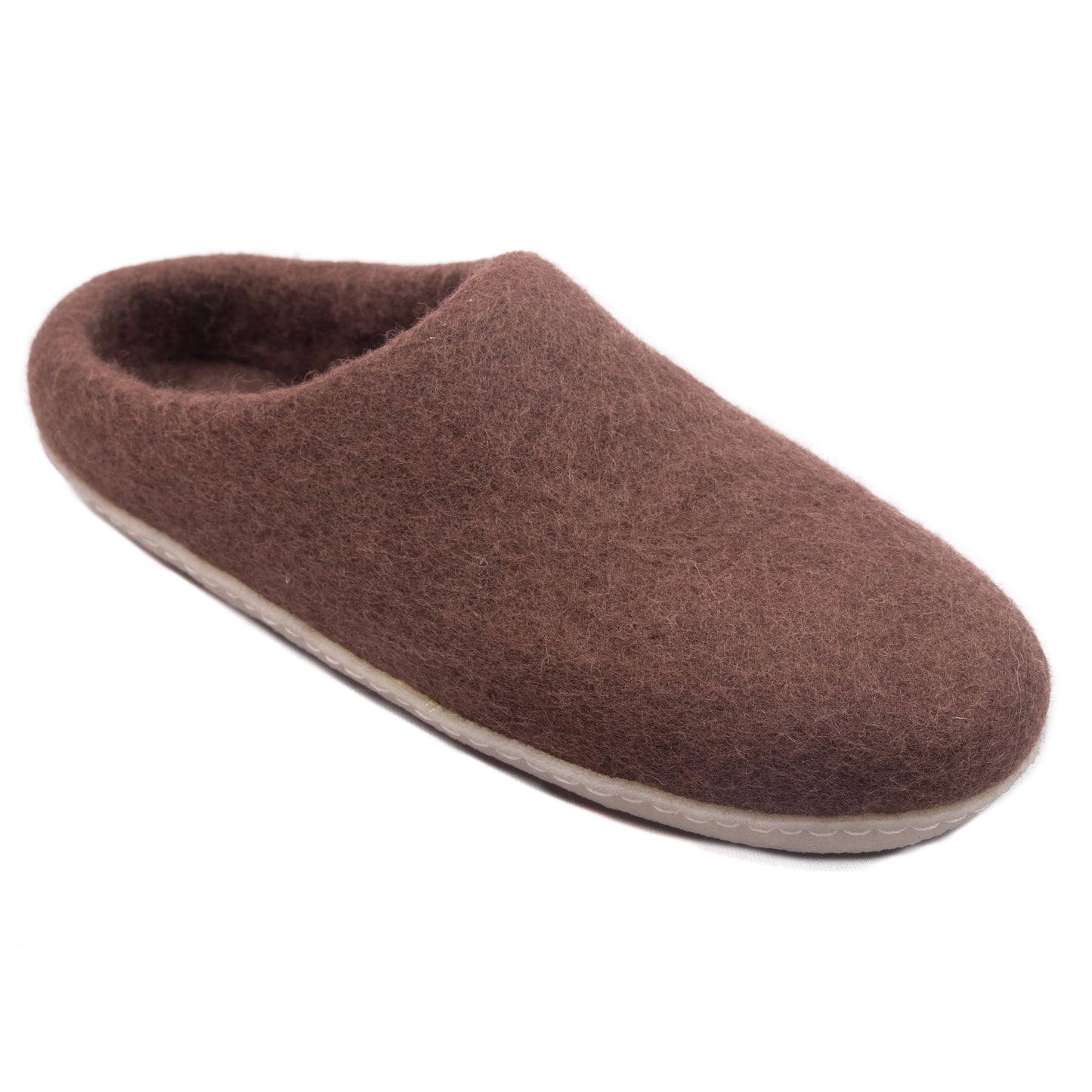 Brown Plain Felt Slippers