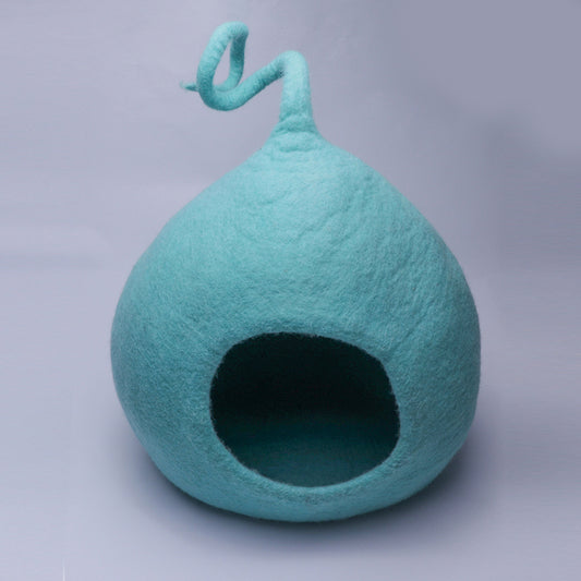 Aqua Blue Felt Cat Cave