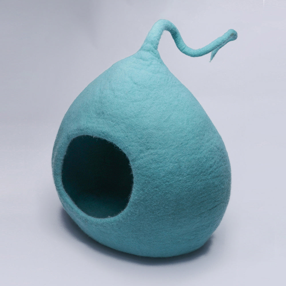 Aqua Blue Felt Cat Cave