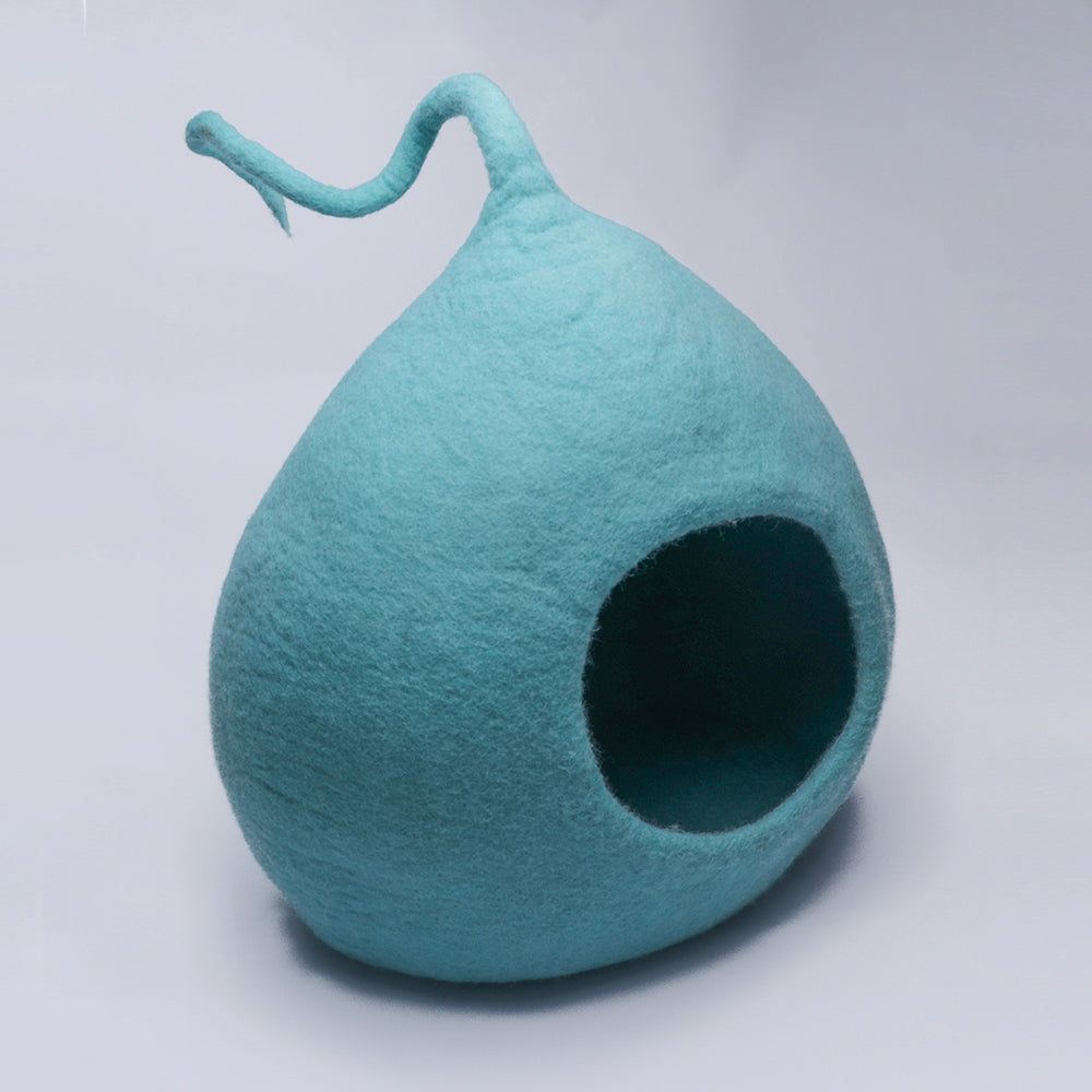 Aqua Blue Felt Cat Cave