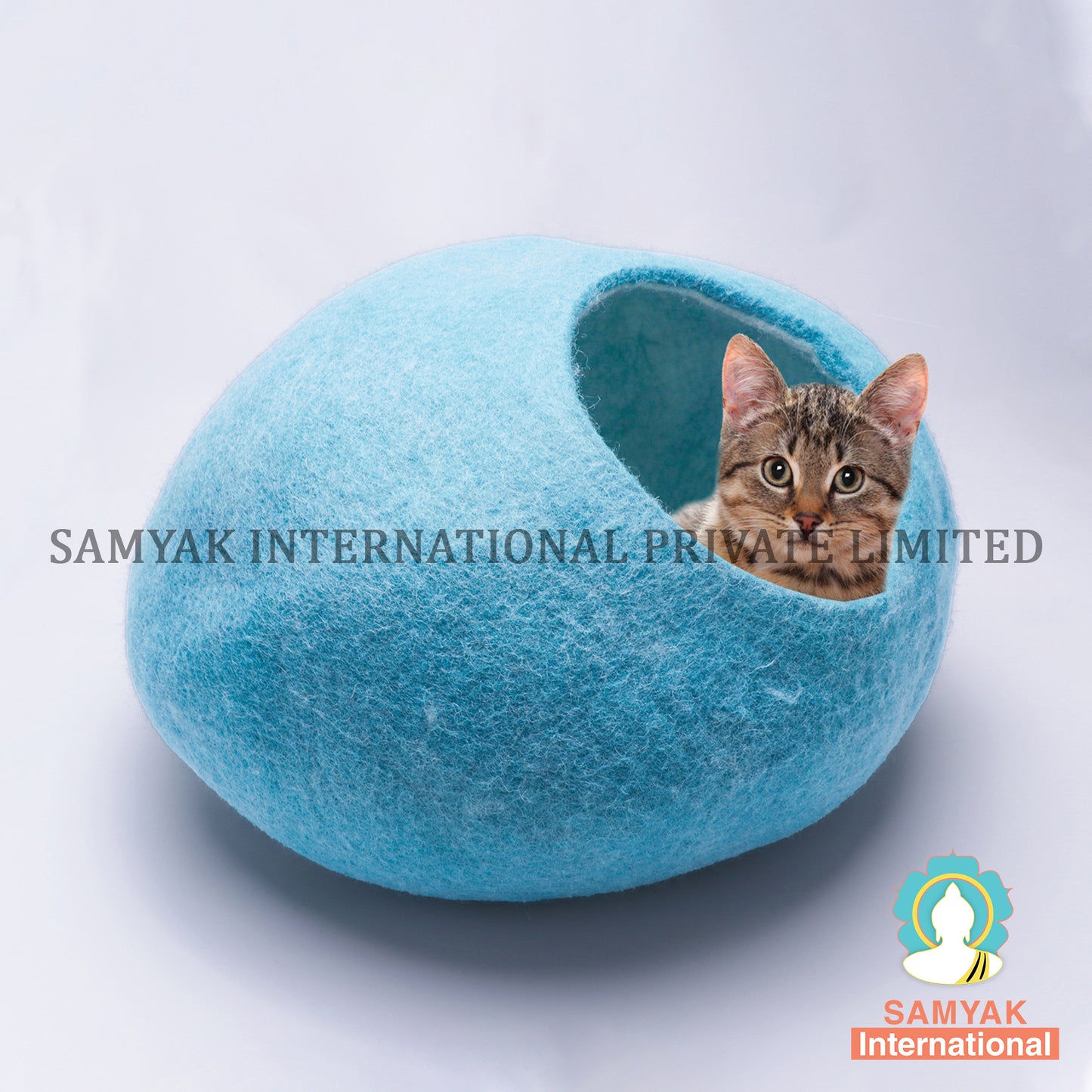 Solid Blue Felt Cat Cave-50 cm