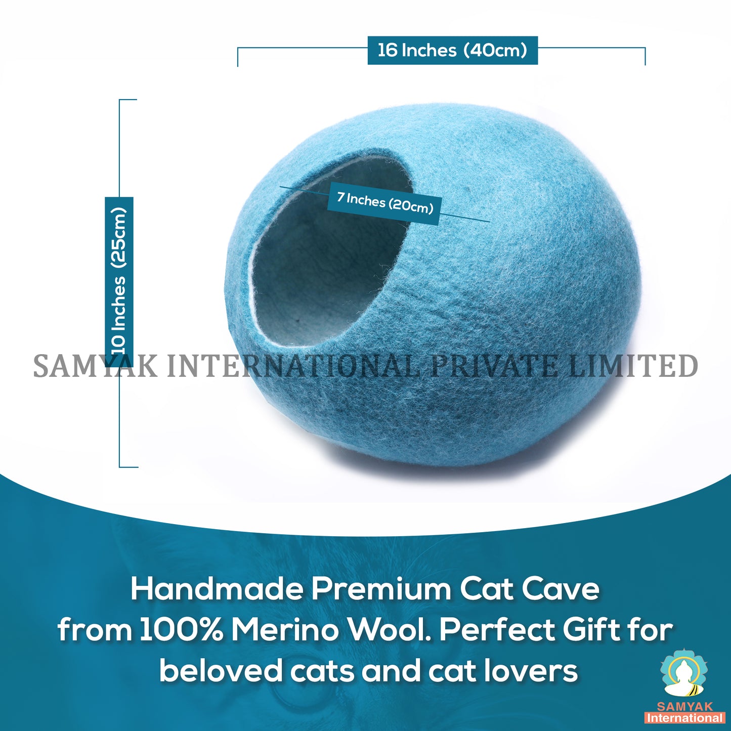 Solid Blue Felt Cat Cave-50 cm