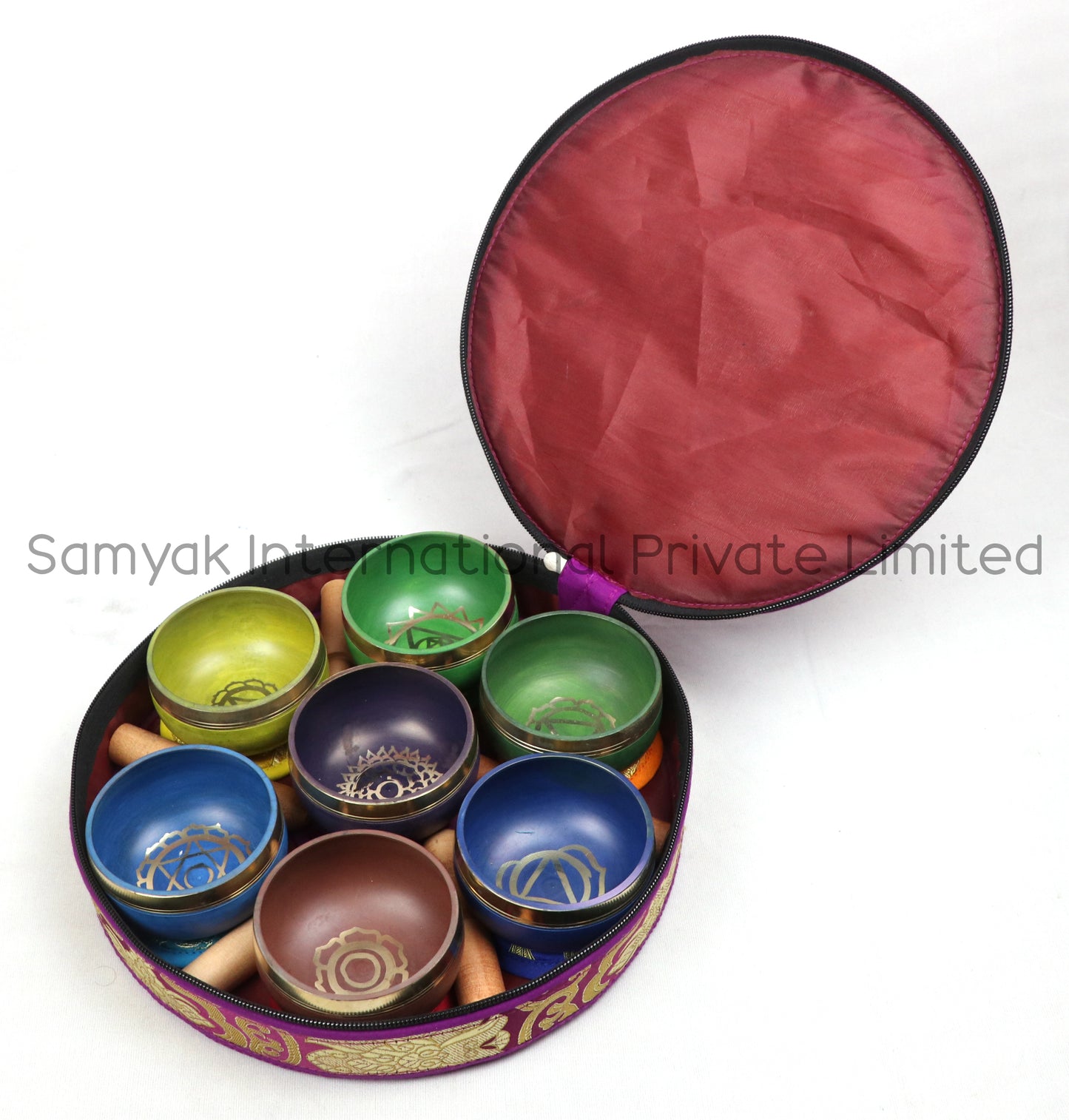 ISO 9001 Certified Seven Colored Tibetan Singing Bowls Set