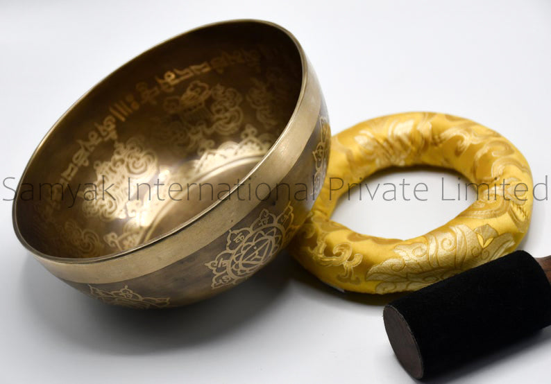 Hand Hammered Singing Bowl Om Art Bowl for Meditation