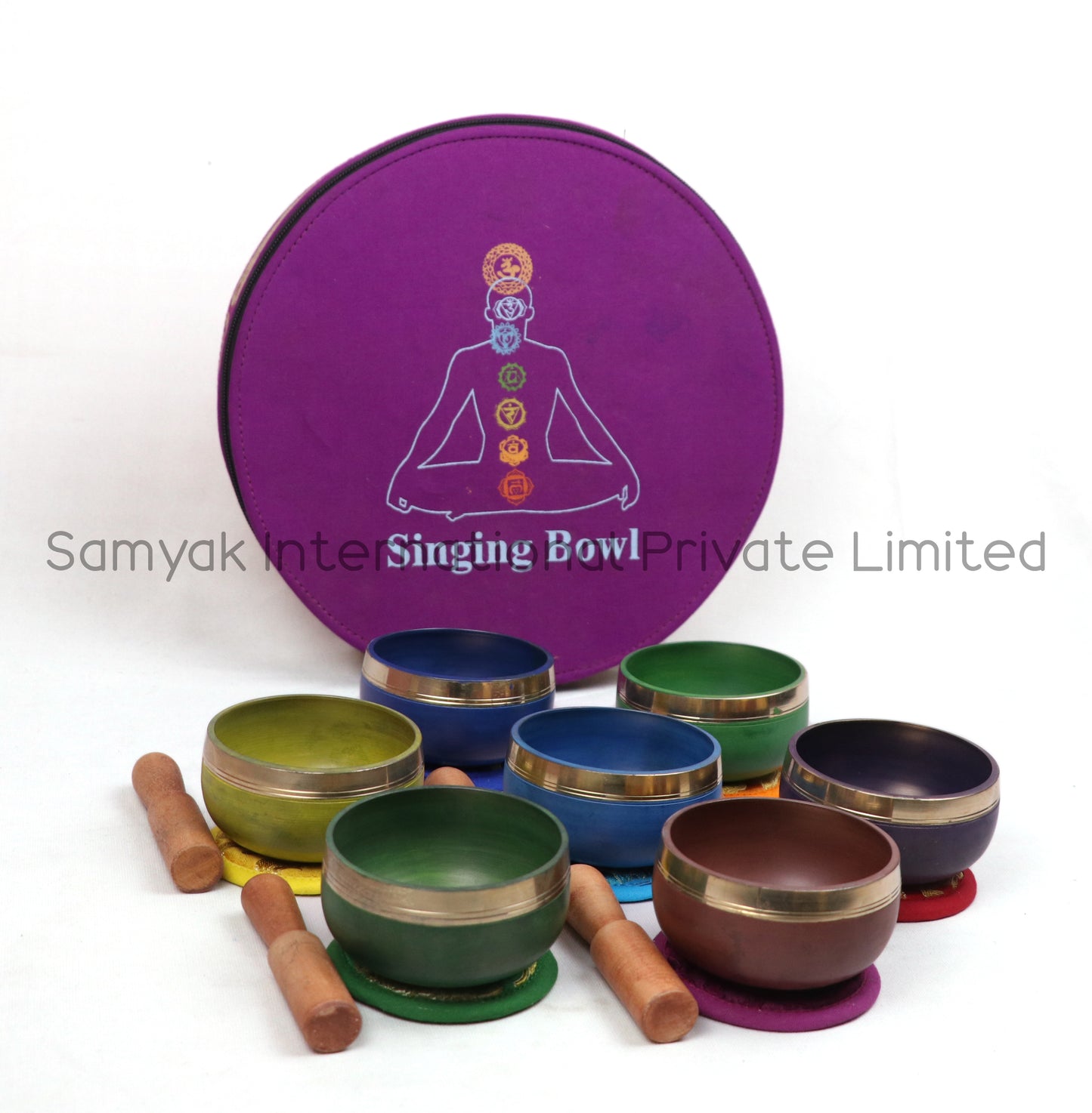ISO 9001 Certified Seven Colored Tibetan Singing Bowls Set