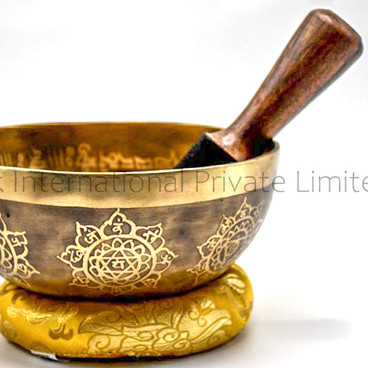 Hand Hammered Singing Bowl Om Art Bowl for Meditation
