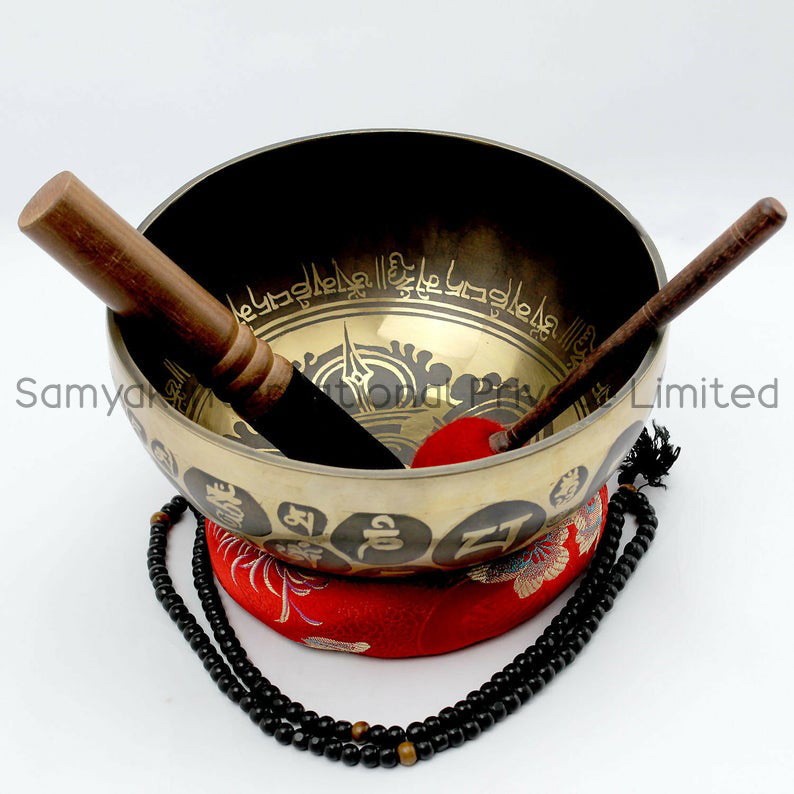 Handmade Tibetan Singing Bowls with mantra| Mallet and Cushion| Sound Therapy| Meditation|Healing