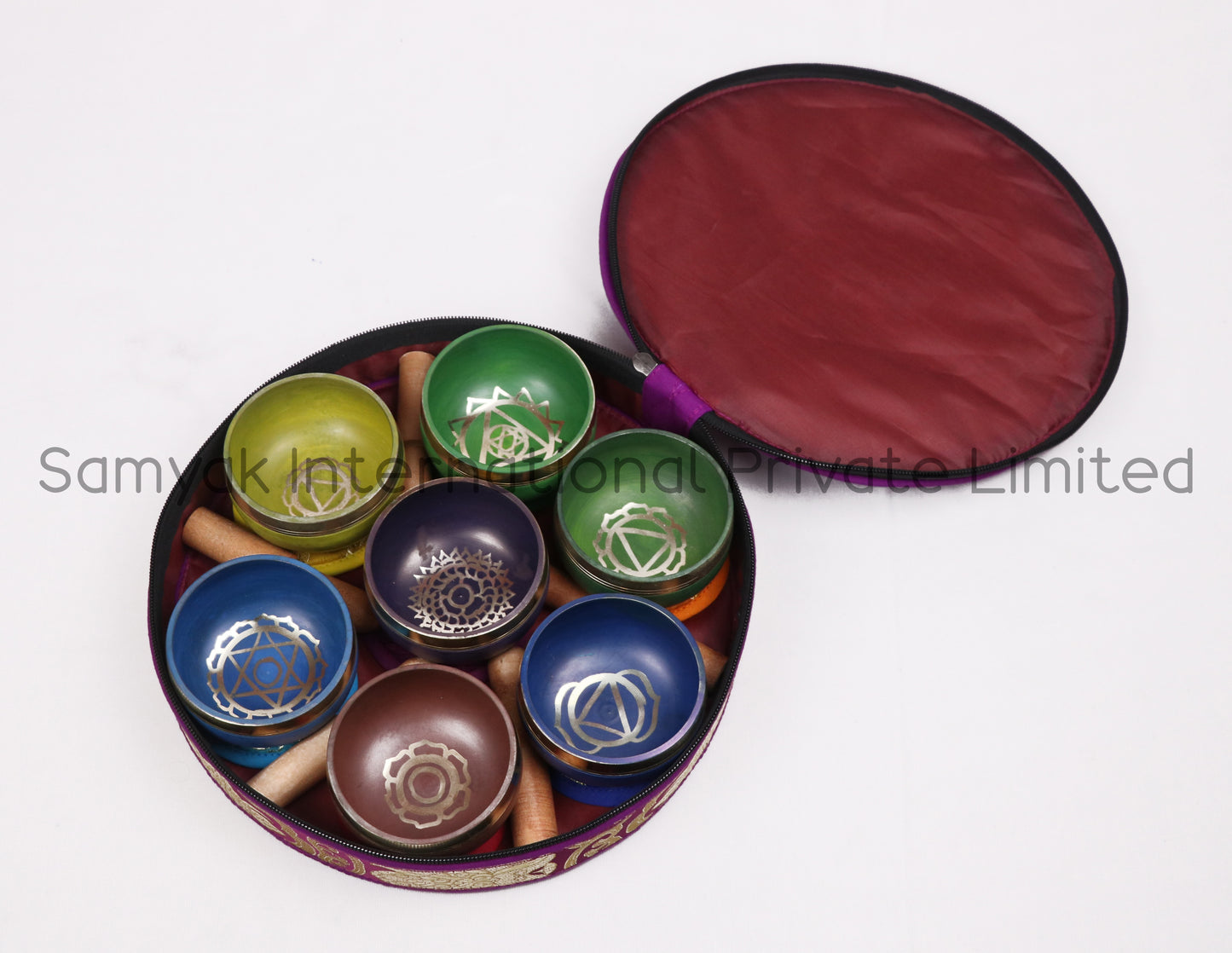 ISO 9001 Certified Seven Colored Tibetan Singing Bowls Set