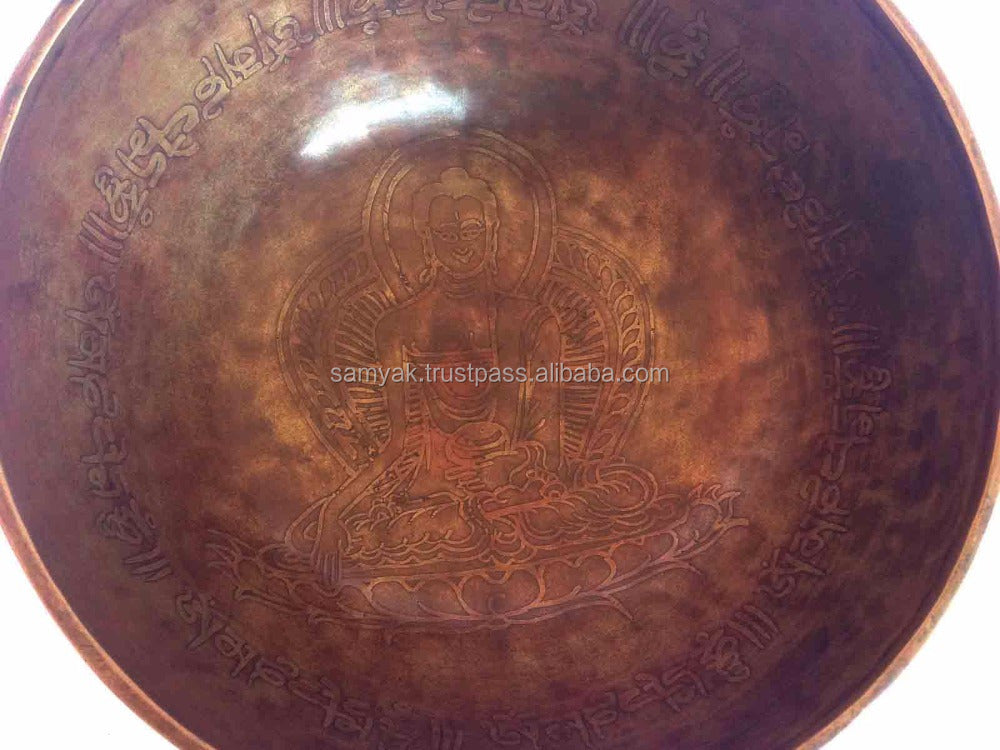 Ashtamangala Symbol Singing Bowls Set Meditating Buddha Carved Tibetan Bowl for Meditation & Healing Handmade in Nepal