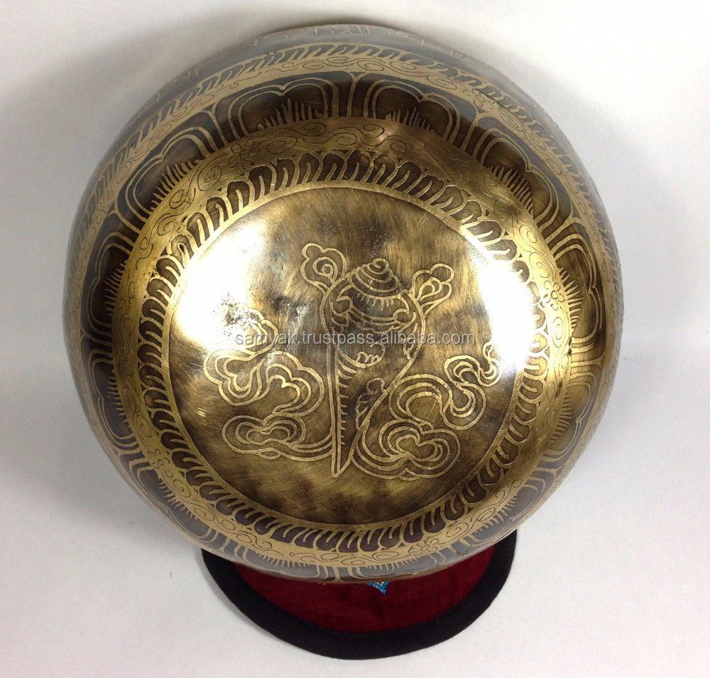 Blessing Buddha Tibetan Handmade Singing Bowl Prayer Mantra Om Mane Pad me Hum Carved