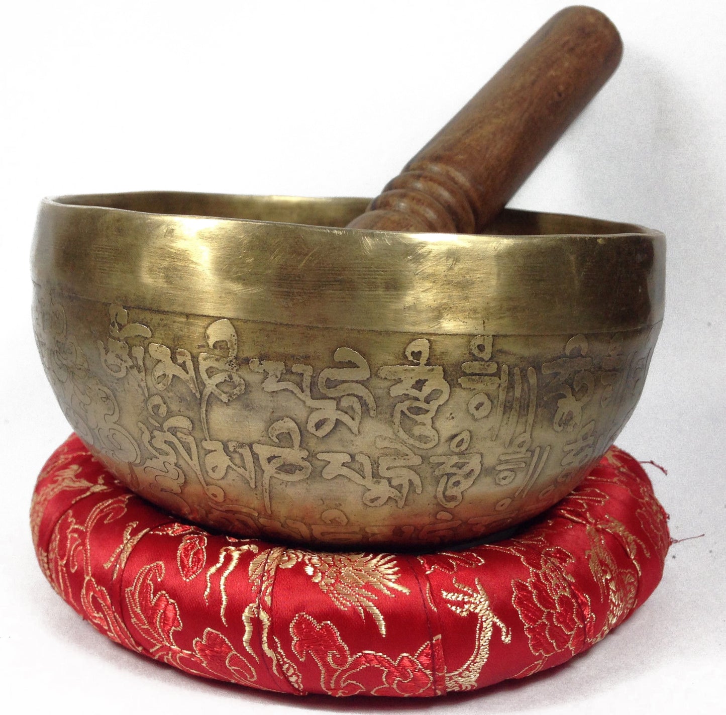 Tibetan Mantra Carved Singing Bowl Double Dorje Etched Manufacture in Nepal