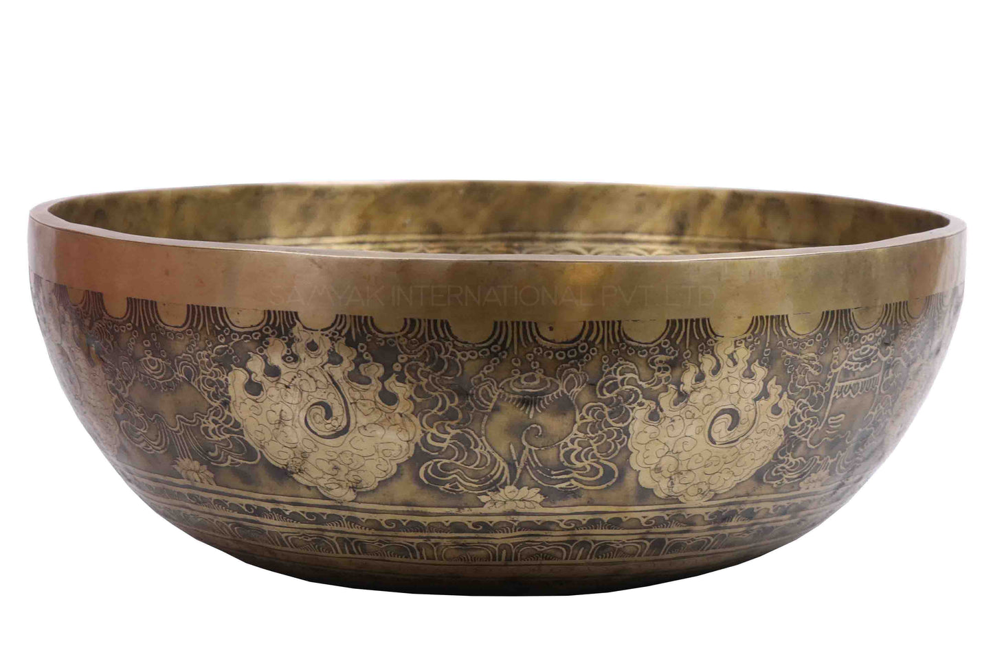 Large Tibetan Meditation Singing Bowl Deep Tone and Sound Resonance with Etching Carving Bowl, Handmade Nepal