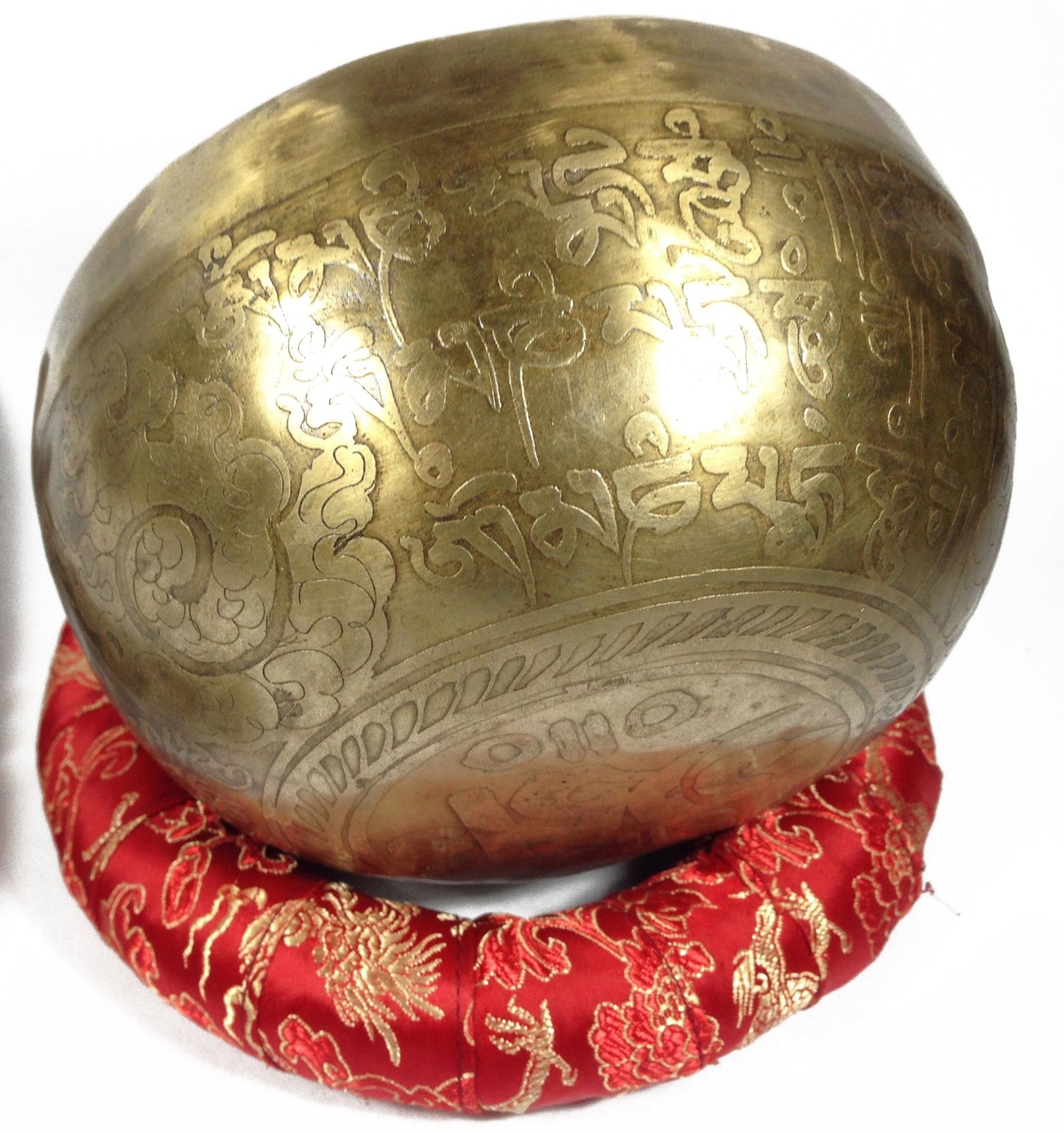 Tibetan Mantra Carved Singing Bowl Double Dorje Etched Manufacture in Nepal