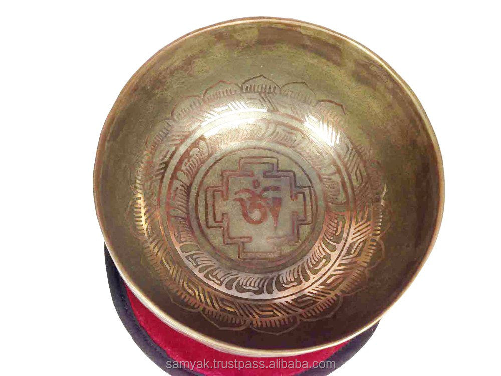 Tibetan 7 Metal Handmade Singing Bowl Metal Mantra Carving Manufacture in Nepal