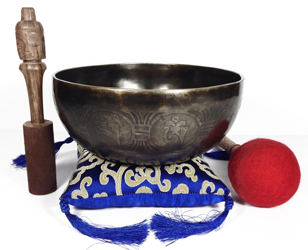 Shakyamuni Buddha Mantra Carved Tibetan 7 metal Meditation Singing Bowl