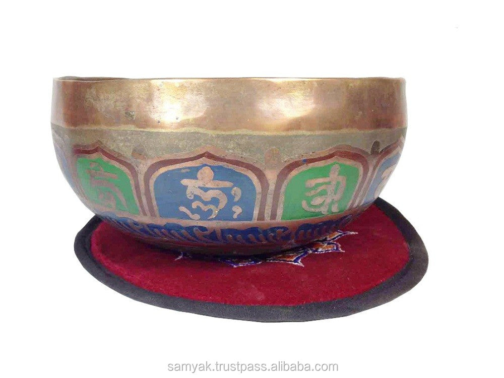 Tibetan 7 Metal Handmade Singing Bowl Metal Mantra Carving Manufacture in Nepal