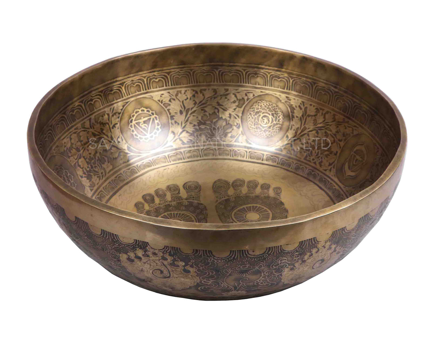 Large Tibetan Meditation Singing Bowl Deep Tone and Sound Resonance with Etching Carving Bowl, Handmade Nepal