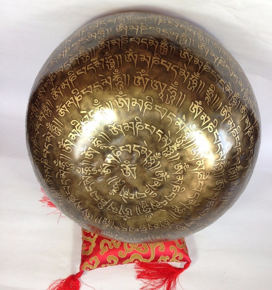 Mantra Crafted Metal Singing Bowl Bronze Om Mani Padme Hum Tibetan Large Singing Bowl for Meditation