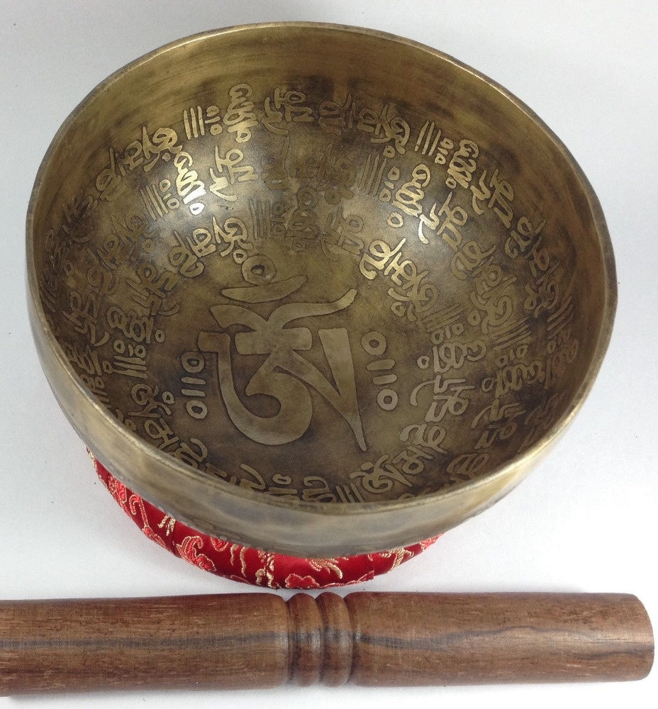 Tibetan Singing Bowl Mantra Carved Set Special 7 Metal Crafted Meditation Bowl with Singing Bowls Accessories