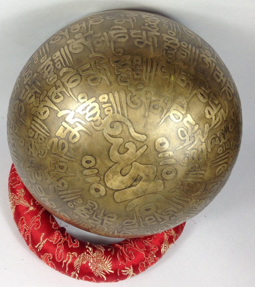 Tibetan Singing Bowl Mantra Carved Set Special 7 Metal Crafted Meditation Bowl with Singing Bowls Accessories