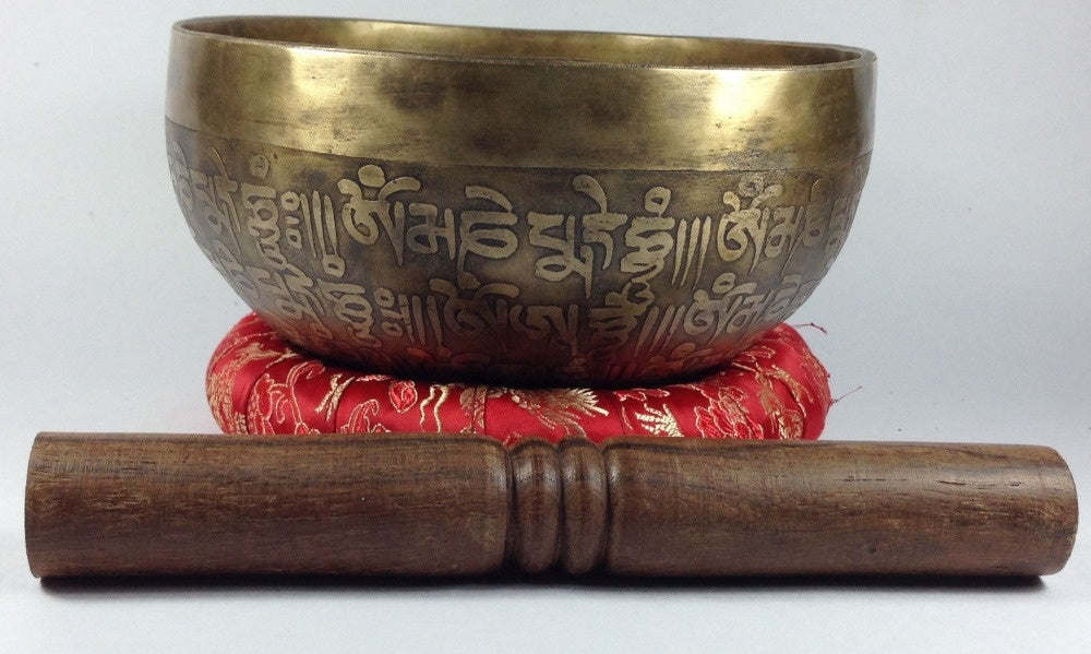 Tibetan Singing Bowl Mantra Carved Set Special 7 Metal Crafted Meditation Bowl with Singing Bowls Accessories