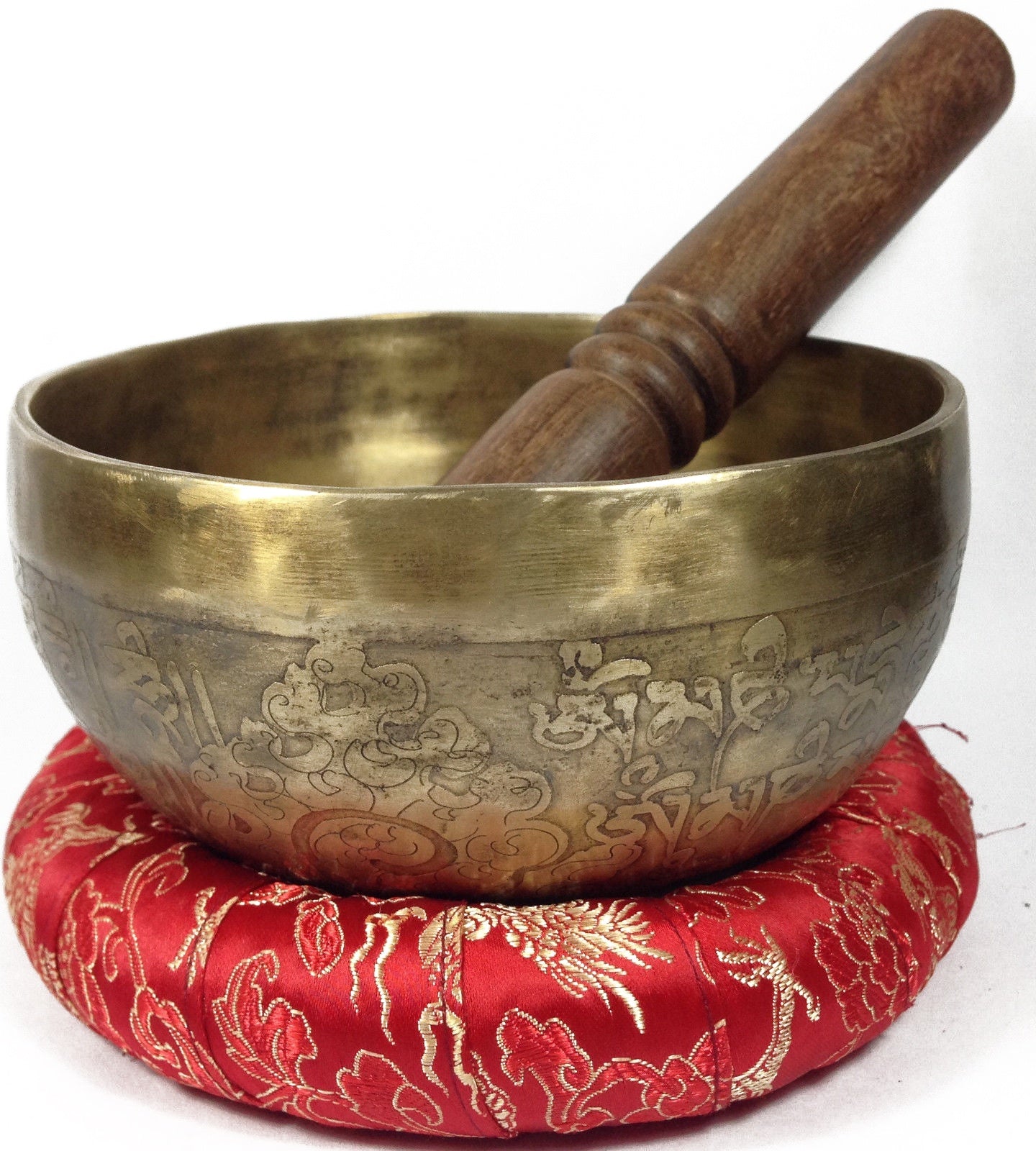 Tibetan Mantra Carved Singing Bowl Double Dorje Etched Manufacture in Nepal