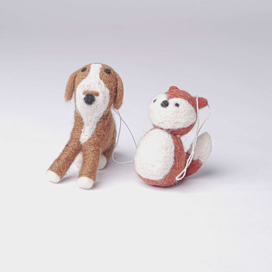 Felt Dog and Cat