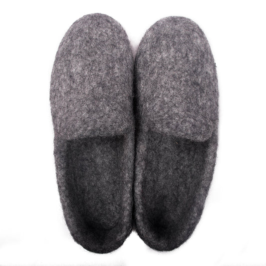 Plain Black Felt Slipper