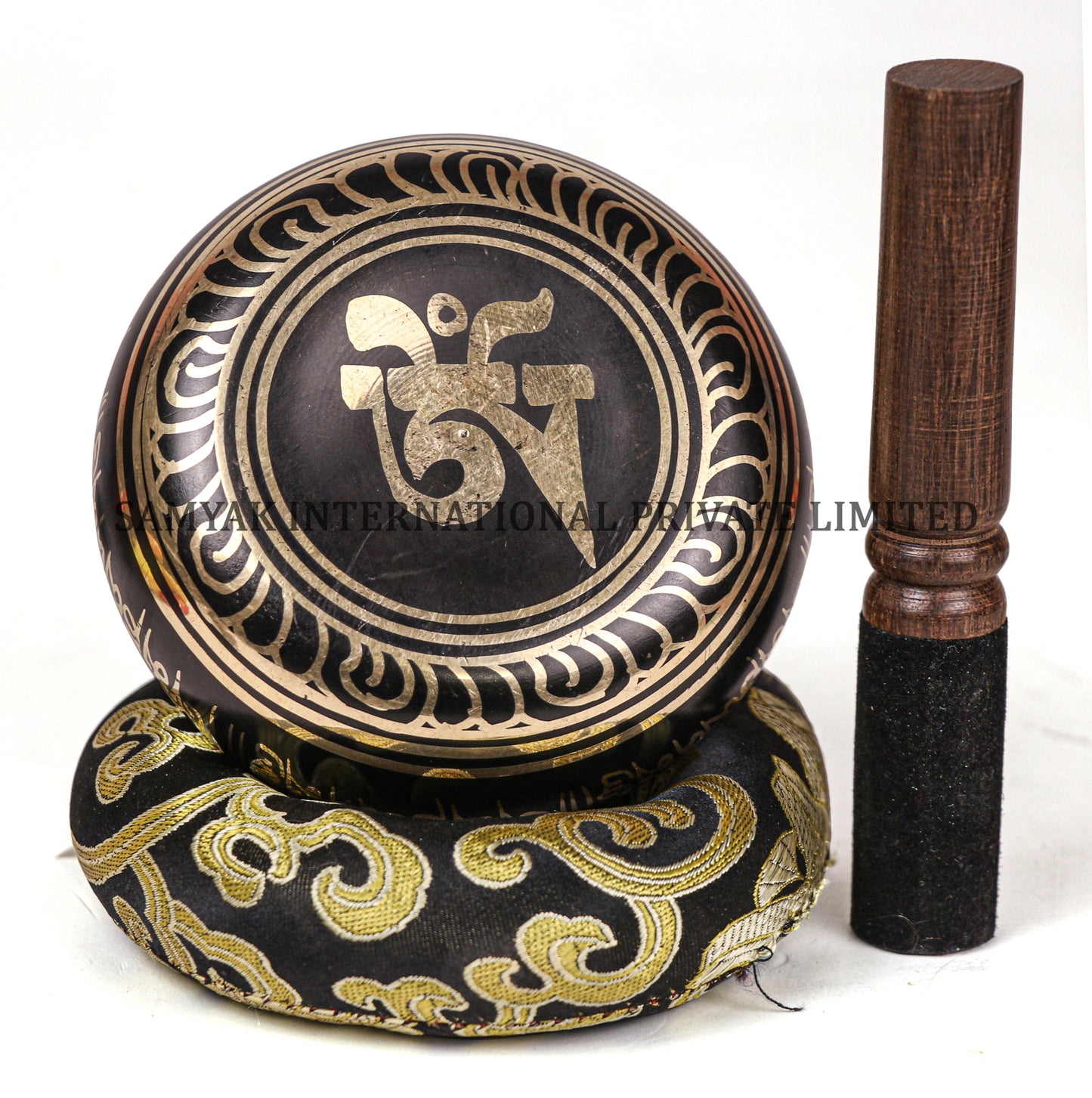 Black Mantra Dorje Dice Design Black Singing Bowl