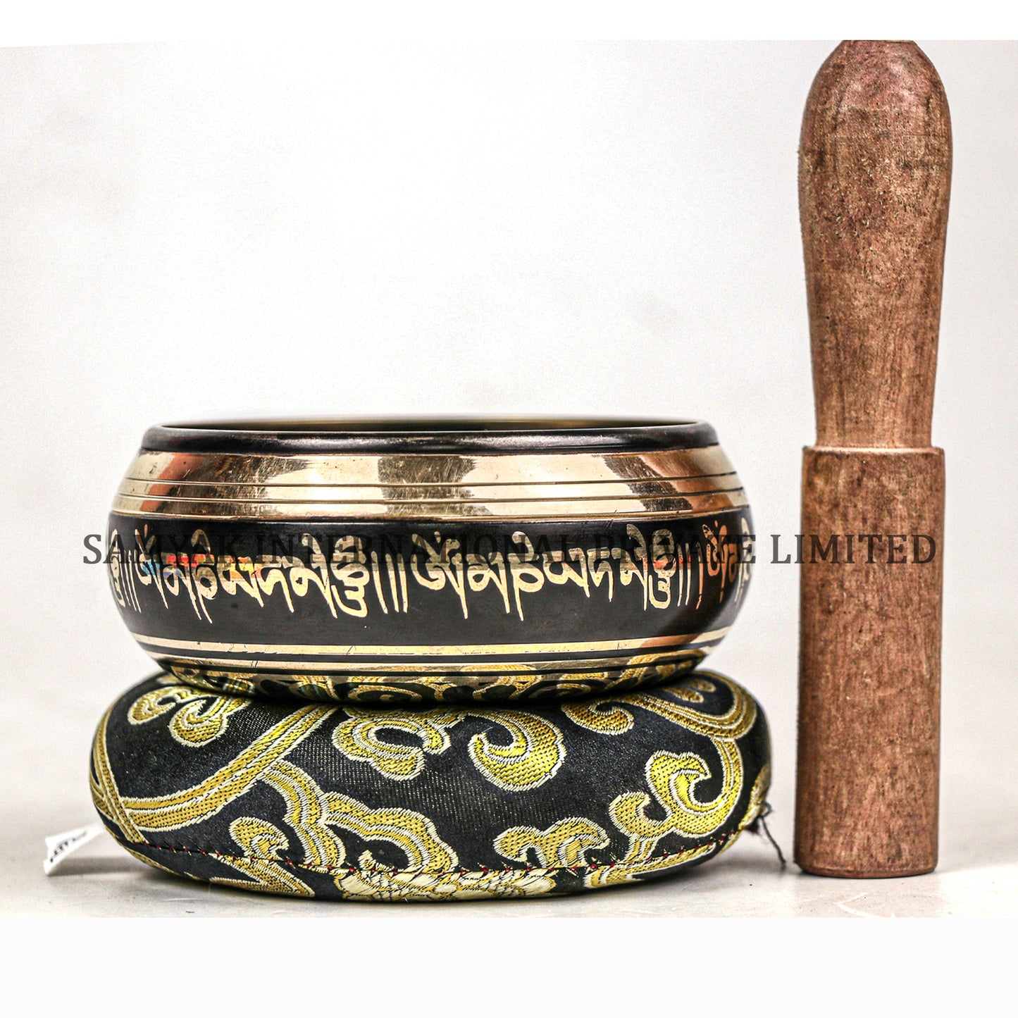 Black Mantra Dorje Dice Design Black Singing Bowl