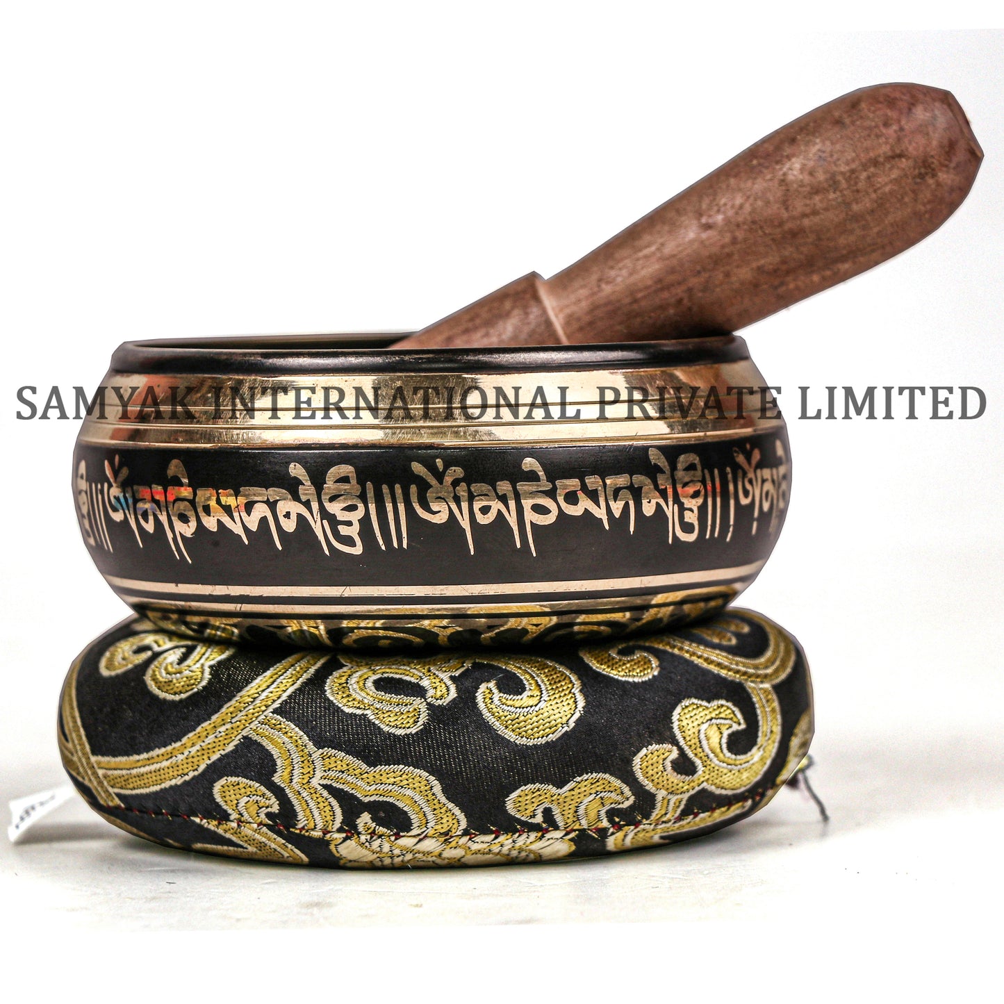 Black Mantra Dorje Dice Design Black Singing Bowl