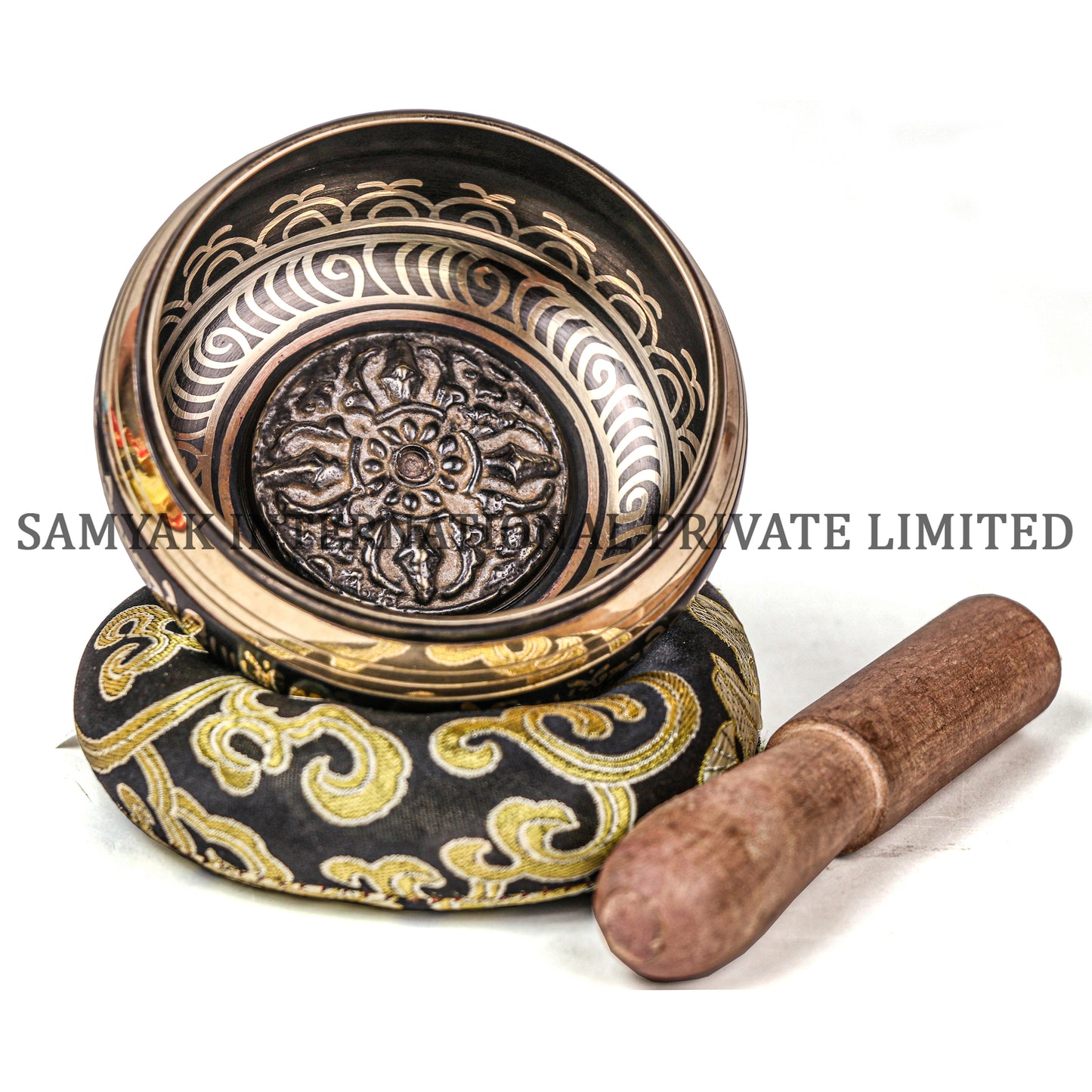 Black Mantra Dorje Dice Design Black Singing Bowl