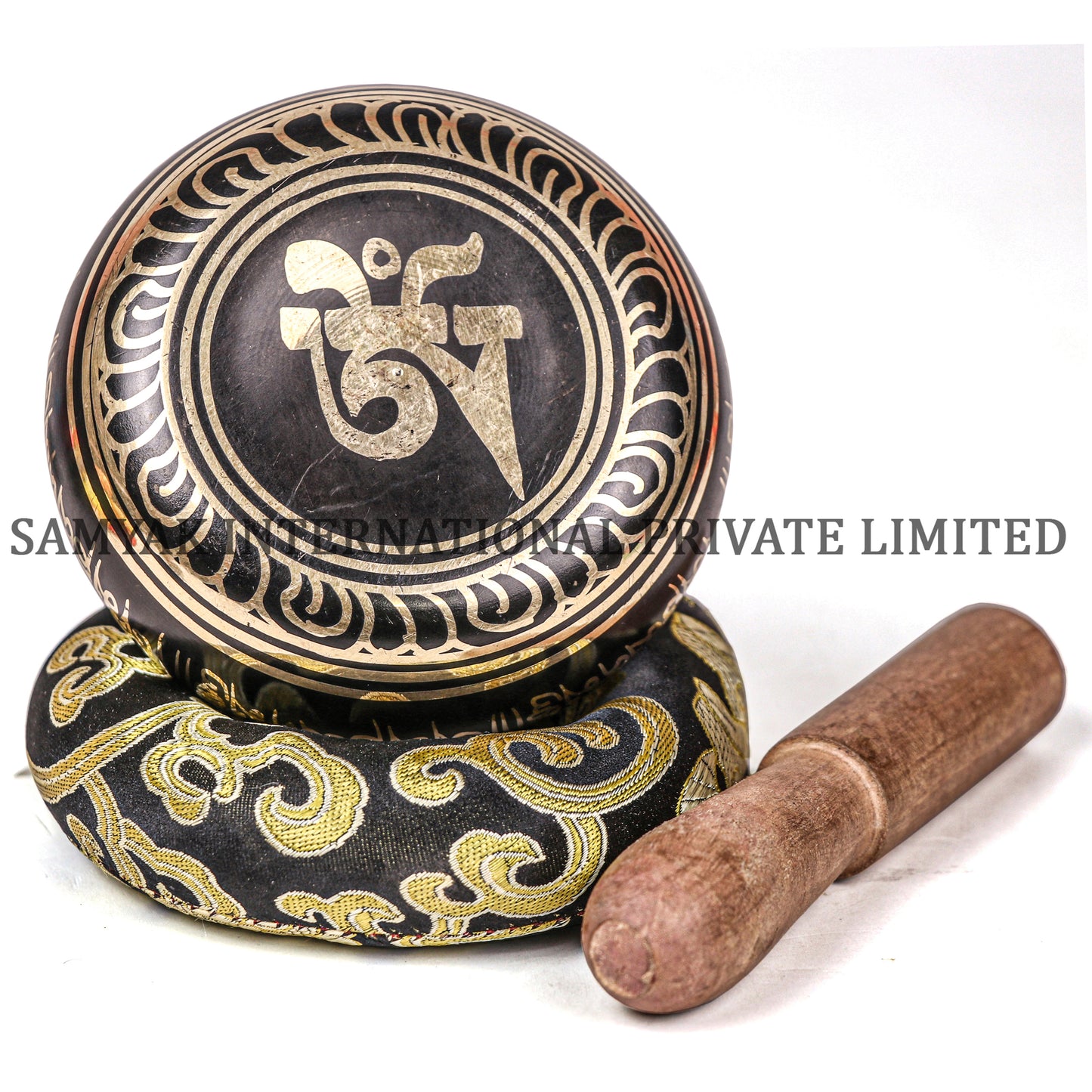 Black Mantra Dorje Dice Design Black Singing Bowl