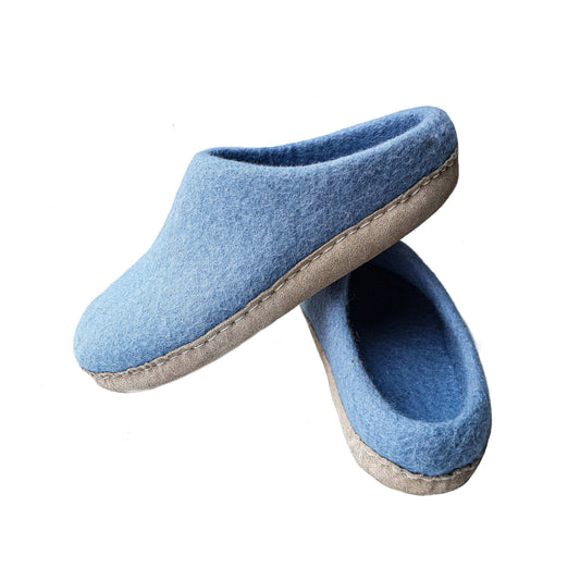 Baby Blue Felt Slipper Made In Nepal wool from New Zealand