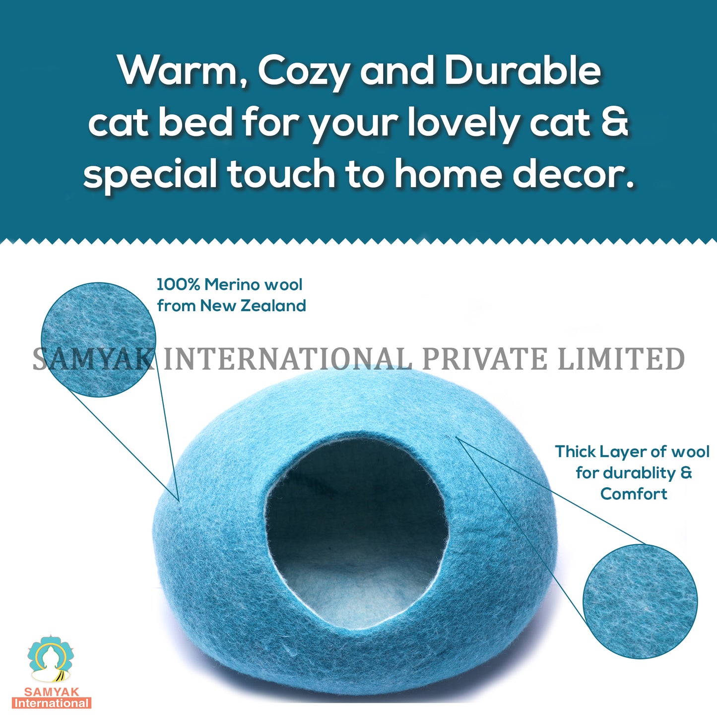 Solid Blue Felt Cat Cave-50 cm