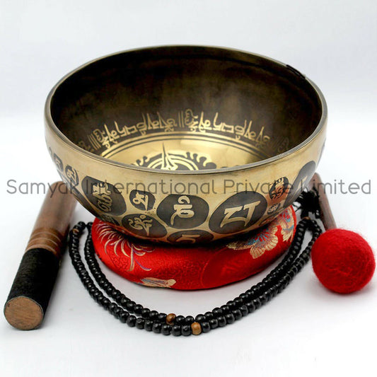 Handmade Tibetan Singing Bowls with mantra| Mallet and Cushion| Sound Therapy| Meditation|Healing