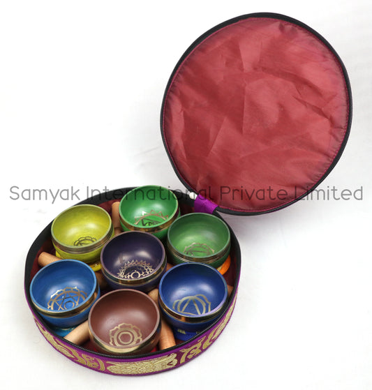 ISO 9001 Certified Seven Colored Tibetan Singing Bowls Set