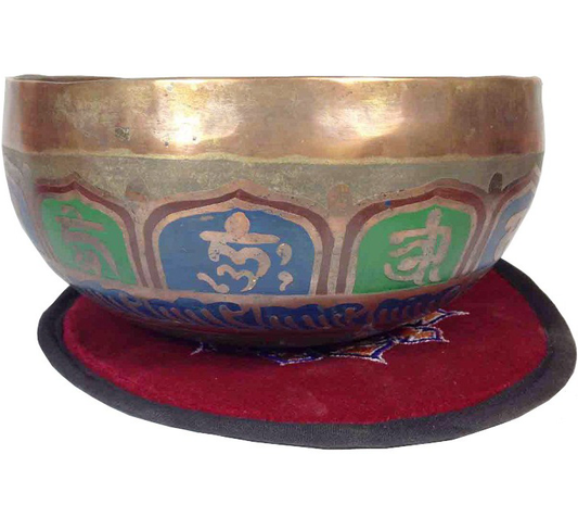 Tibetan 7 Metal Handmade Singing Bowl Metal Mantra Carving Manufacture in Nepal